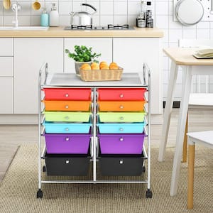 6-Tier Multi-Color Rolling Kitchen Cart Storage Organizer Cart with 12-Plastic Drawer