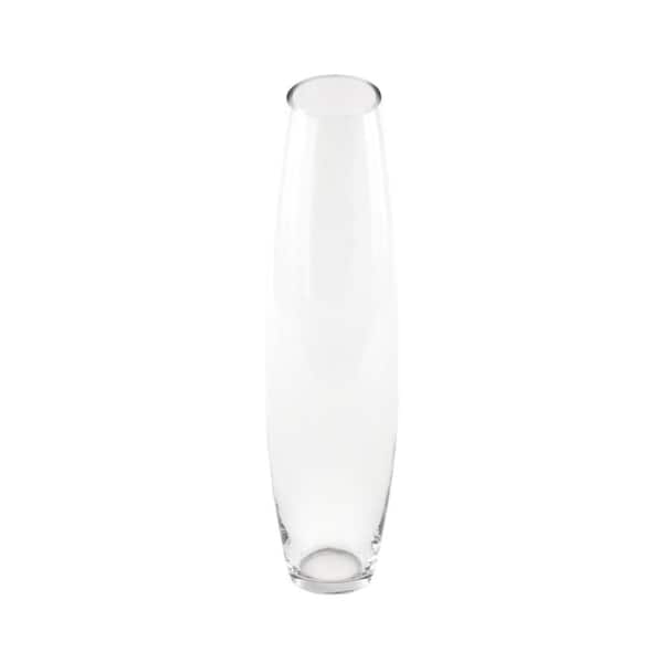 Litton Lane Clear Tall Slanted Glass Decorative Vase 18491 - The