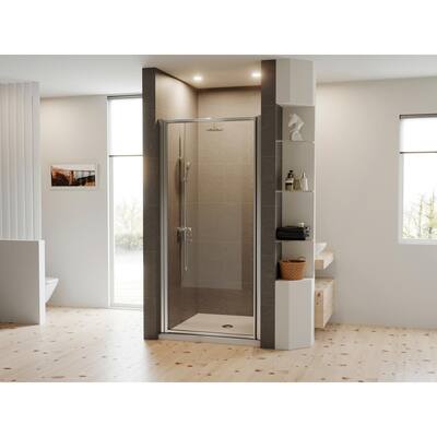 Legend 33.625 in. to 34.625 in. x 64 in. Framed Hinged Shower Door in Chrome with Clear Glass