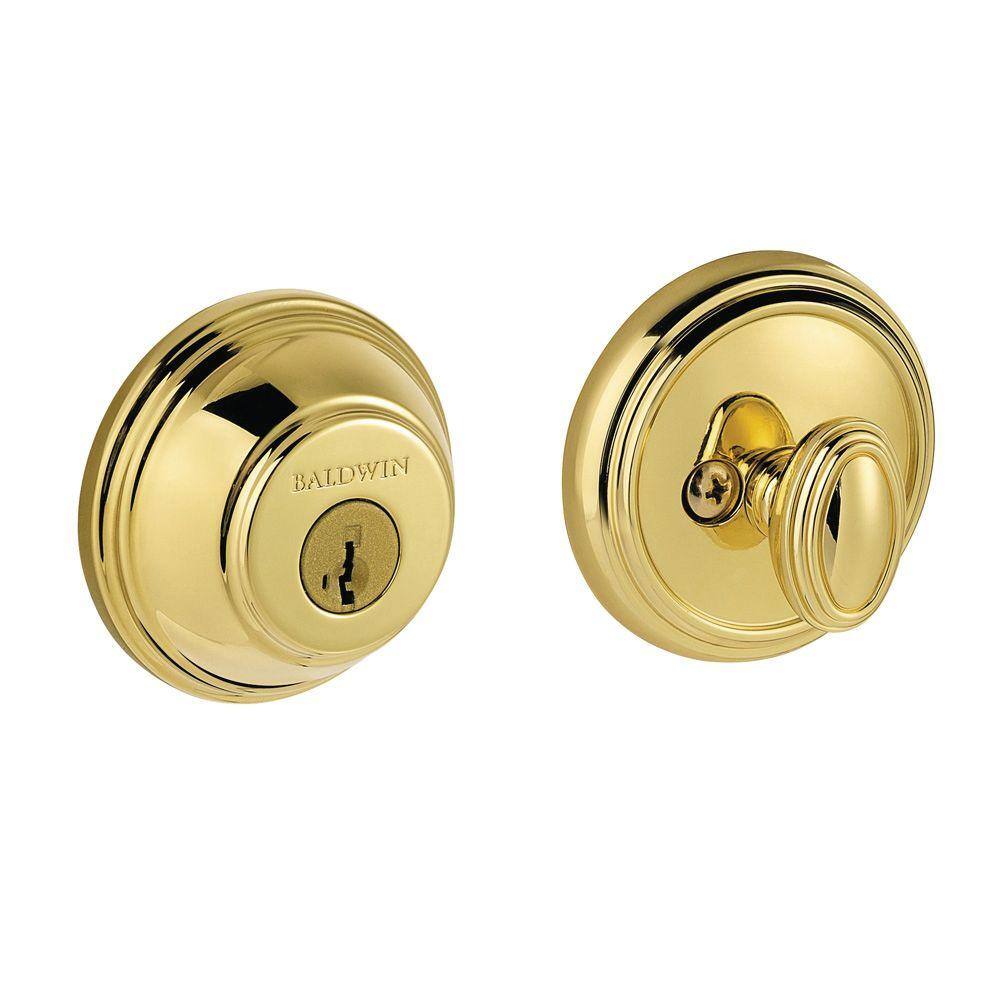 Baldwin Prestige Single Cylinder Lifetime Polished Brass Round Deadbolt