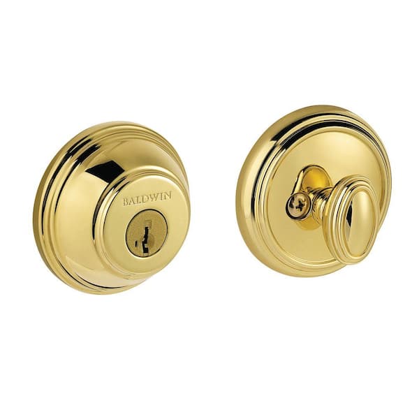 Baldwin Prestige Single Cylinder Lifetime Polished Brass Round Deadbolt Featuring Smart Key