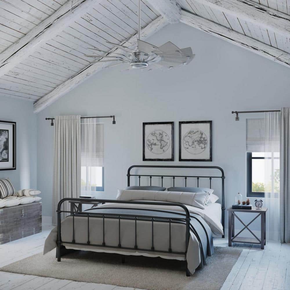 52-Inch Antique Nickel Farmhouse Windmill Ceiling Fan with Remote