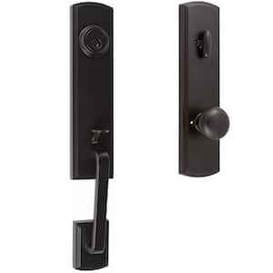 Italian Collection Briona Black Dummy Door Handleset with Santo Interior Right-Hand