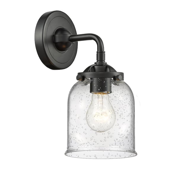 Bell 1-Light Oil Rubbed Bronze, Seedy Wall Sconce with Clear Glass Shade