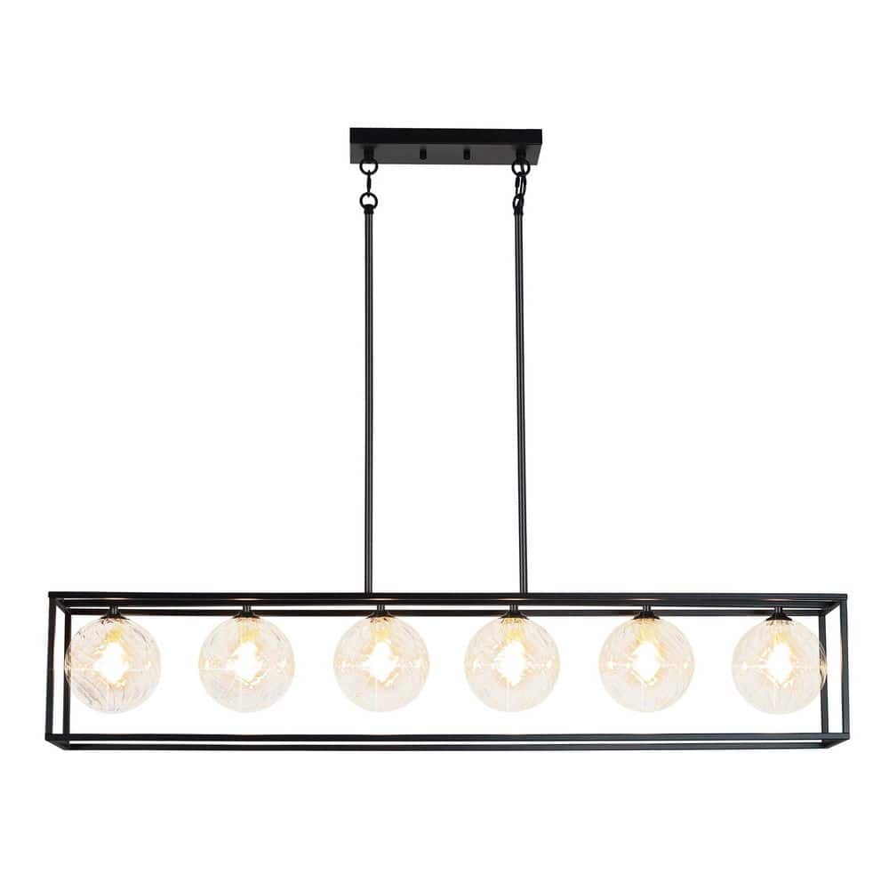 6 light Matte Black Linear Kitchen Island Lighting Chandelier for Dining Room with no bulbs included price history on PriceWatchPro