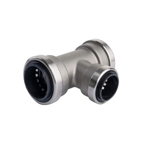 QUICKFITTING 1 in. x 1 in. x 3/4 in. Stainless Steel Push-to-Connect Reducing Tee Fitting