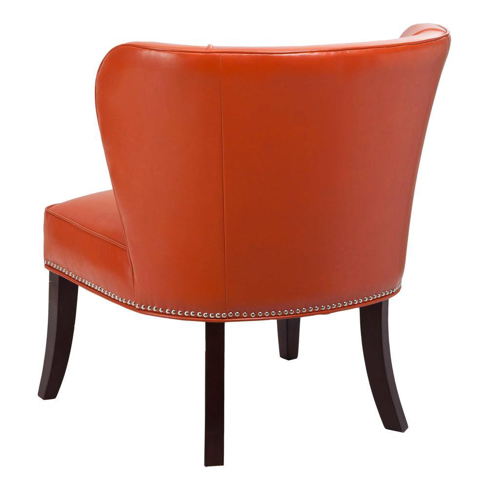 Sunset Orange Faux Leather Armless Accent Chair