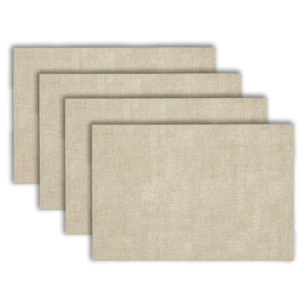 Linen to Natural Faux Leather Reversible Rectangular Placemats Set of 4