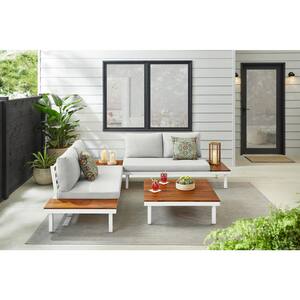 Eastdale White 4-Pieces Metal Sofa Outdoor Conversation Set with Shadow Gray Cushion