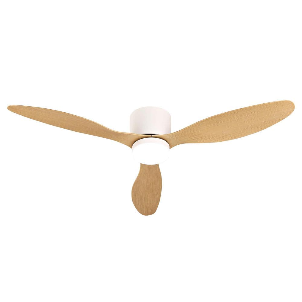 52 in. Oak Flush Mount Propeller Ceiling Fan with LED Light and Remote, 3-Color Dimmable, Reversible, 3 ABS Blades price history on PriceWatchPro