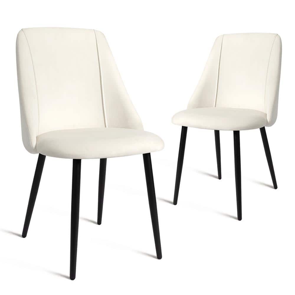 Dining Chairs (Set of 2), Mid Century Modern Side Chairs with Metal Black L