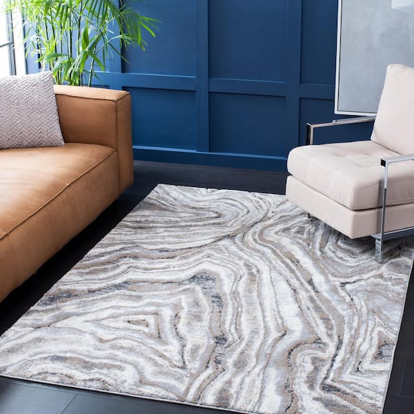 Cyrus Shag 7 x 10 Beige/Gray Marble Area Rug