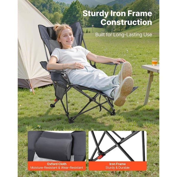 AFAIF 4-Adjustable Positions Portable Folding Gray Camping Chair