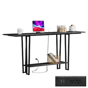 Modern Narrow Console Tables 70.8 in. L Rectangle Wood Console Table with Shelves, Sofa Side Table, Foyer Table Gray