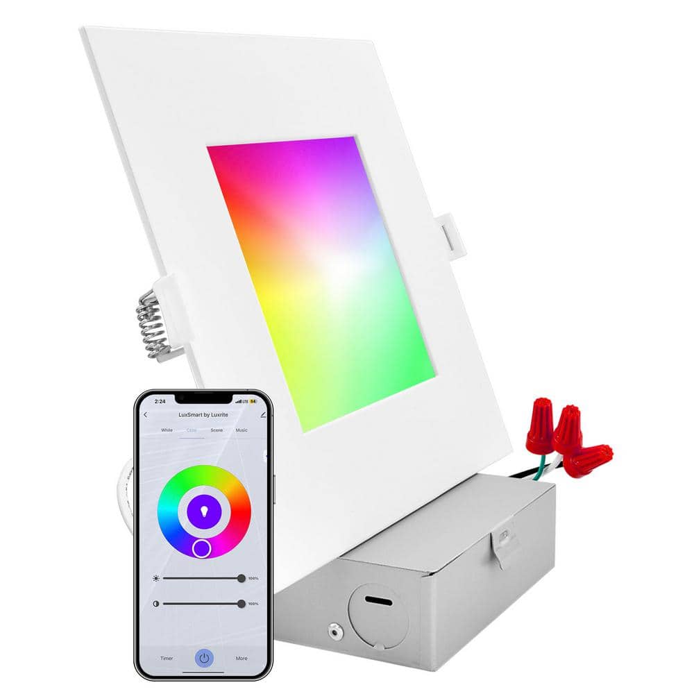 6 in. Smart Square Integrated LED Recessed Light RGBW Color Changing WiFi Compatible with Alexa and Google Home price history on PriceWatchPro
