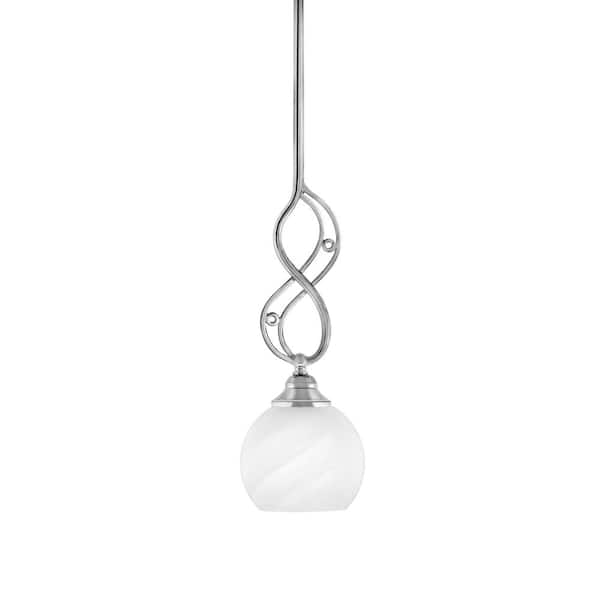 Unbranded Revell 100-Watt 1-Light Chrome Stem Mini Pendant Light with 5 in. White Marble Glass Shade and Light Bulb Not Included