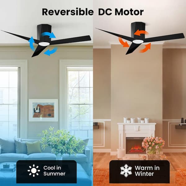 QRMOK Z3 52 in. Indoor Black Ceiling Fan with Dimmable LED