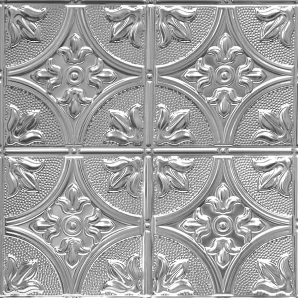 FROM PLAIN TO BEAUTIFUL IN HOURS Tiptoe Steel (Unfinished) 2 ft. x 2 ft. Tin Plated Steel Nail Up Tin Ceiling Tile (24 sq. ft./case)