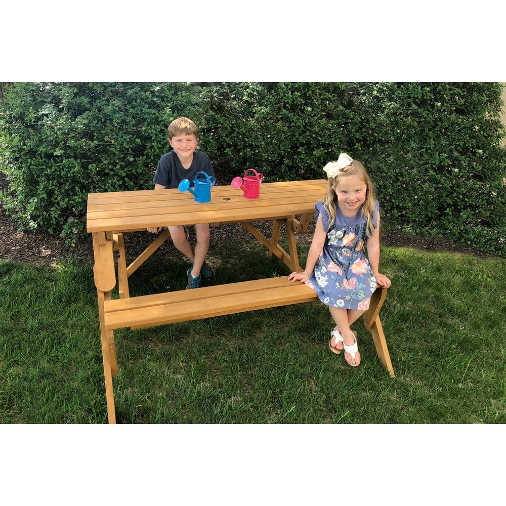 Convertible Hemlock Hardwood Picnic Table and Bench, Light Brown