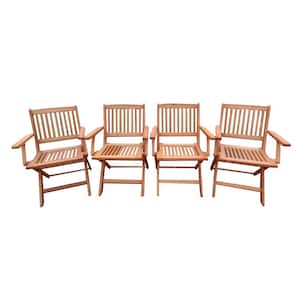 Anky Teak Wood Portable Folding Lawn Chairs for Camping (Set of 4)