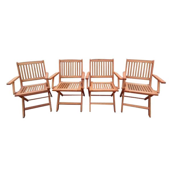 Miscool Anky Teak Wood Portable Folding Lawn Chairs for Camping (Set of 4)