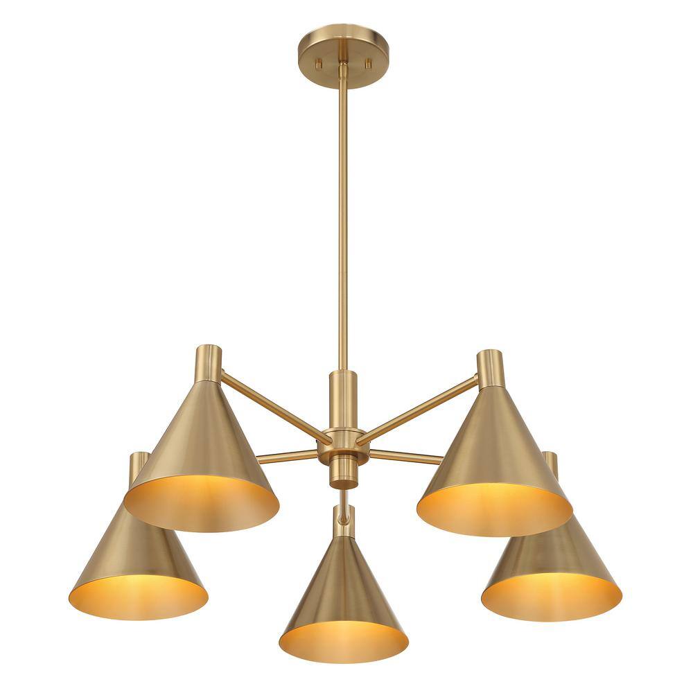 Noble Brass 5-Light Adjustable Metal Chandelier
