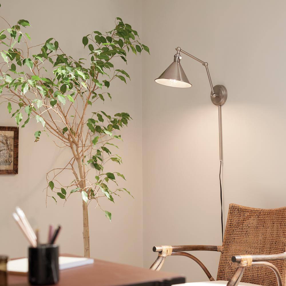 Classic Pewter Articulating Arm Wall Sconce with Schoolhouse Charm