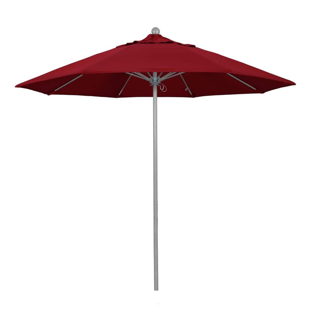 9 ft. Gray Woodgrain Aluminum Commercial Market Patio Umbrella Fiberglass Ribs and Push Lift in Red Olefin price history on PriceWatchPro