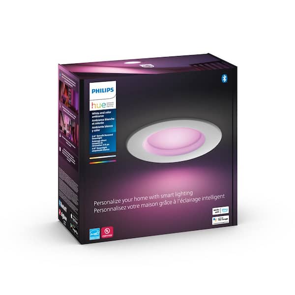 Additief wakker worden Verslaving Philips Hue 5/6 in. Integrated LED White and Color Ambiance Dimmable Smart  Recessed High Lumen Downlight Retrofit Kit with Bluetooth 578450 - The Home  Depot