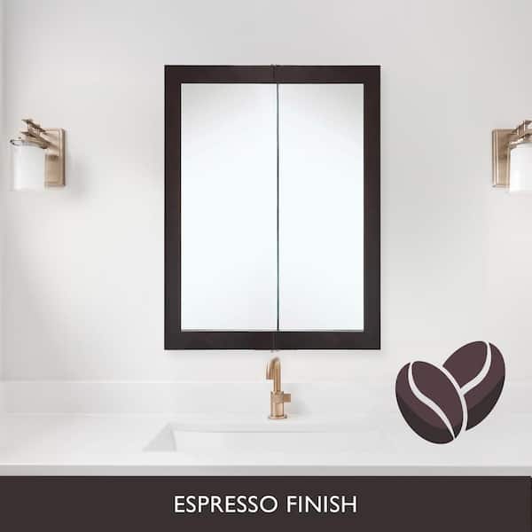 Design House Ventura 24-in x 30-in Surface Mount Espresso Mirrored Medicine Cabinet