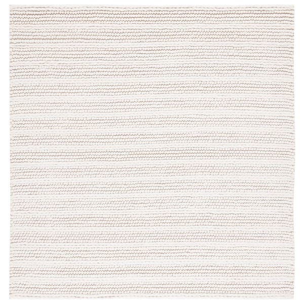 Natura 2 ft. x 2 ft. Ivory Basket Striped Square Area Rug