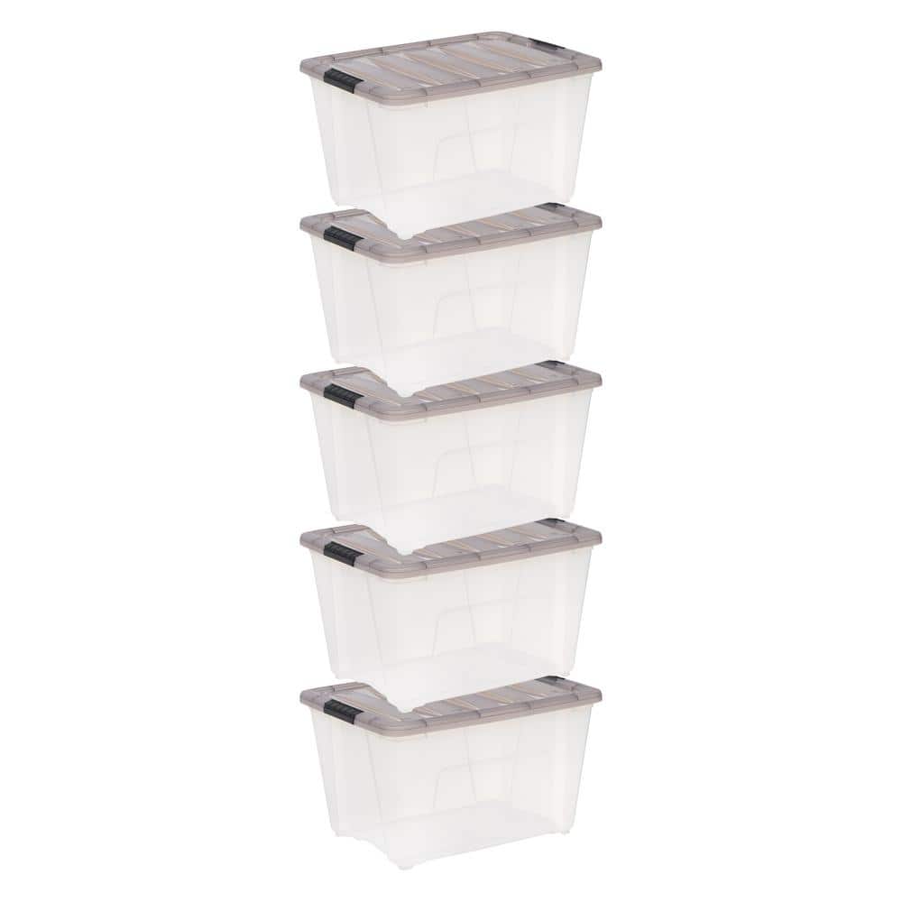 Large Plastic Storage Tote 54 Qt Container Clear Stackable Box With Lid Bin  1Pc