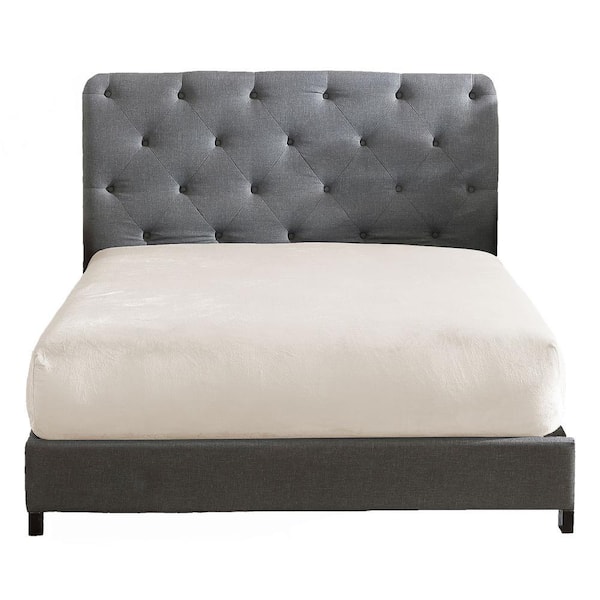 Polyester King Size Premium Flannel Plush Easy Fit 1-Piece Fitted Sheet, Cream