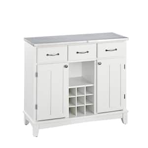White and Stainless Steel Buffet with Wine Storage