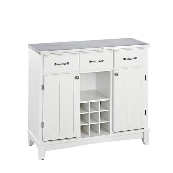 HOMESTYLES White and Stainless Steel Buffet with Wine Storage