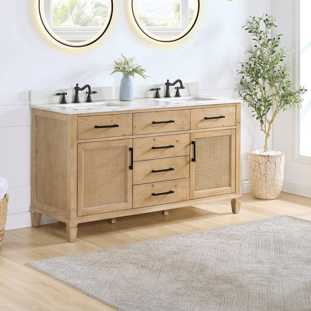Solana 60" Weathered Fir and White Quartz Vanity