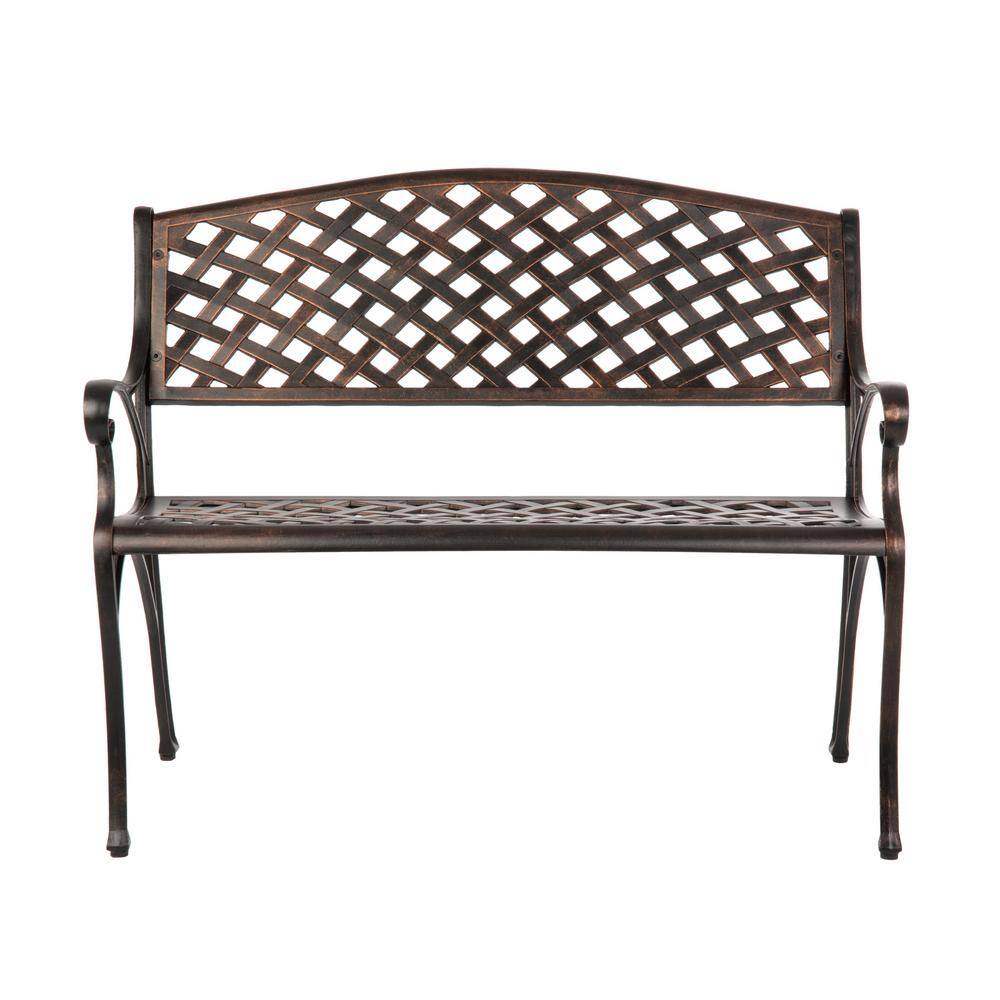 Antique Bronze Cast Aluminum Outdoor Patio Bench