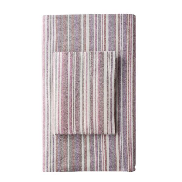 The Company Store Bromley Stripe Plum Flannel King Fitted Sheet