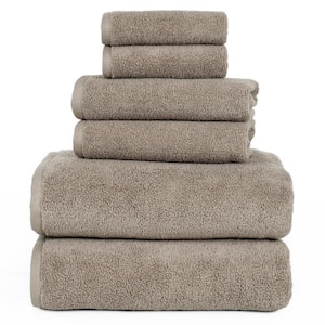 6-Piece Taupe Solid 100% Cotton Bath Towel Set