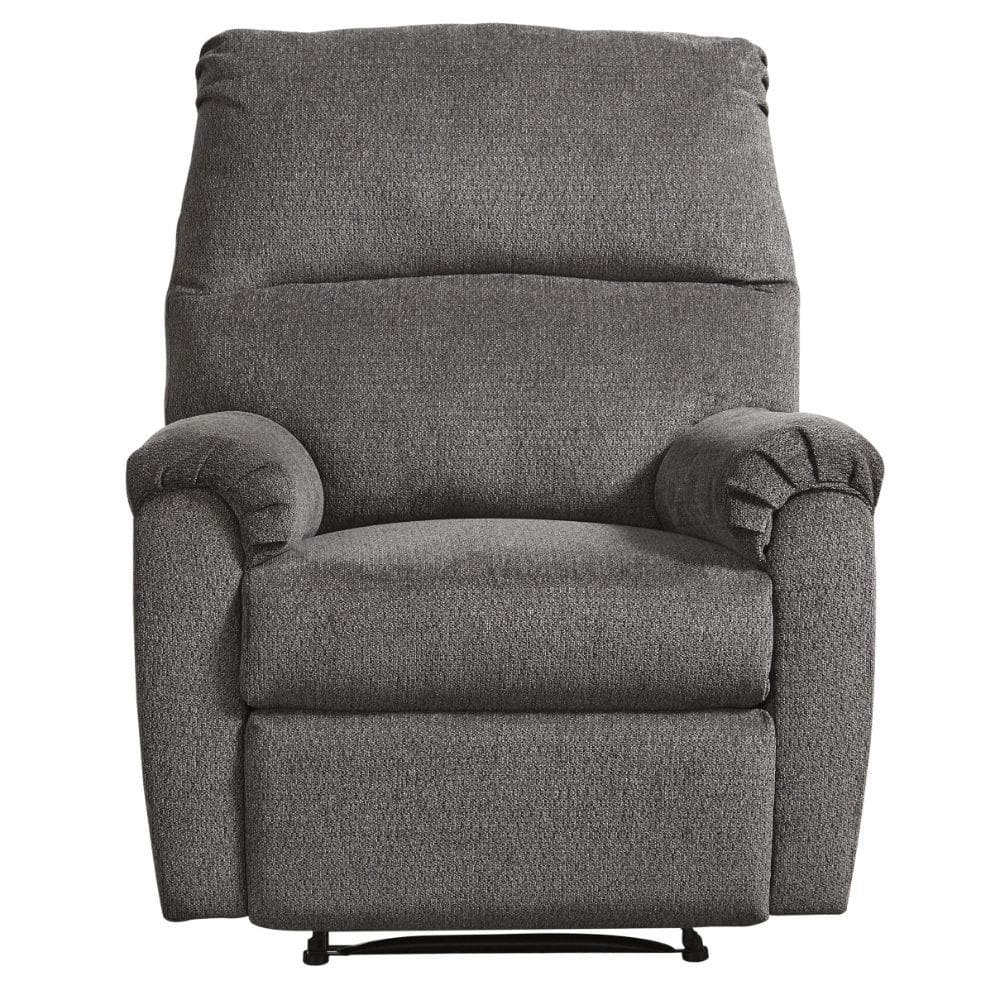 Benjara Gray Fabric Zero Wall Power Recliner With Pillow Top Armrests ...