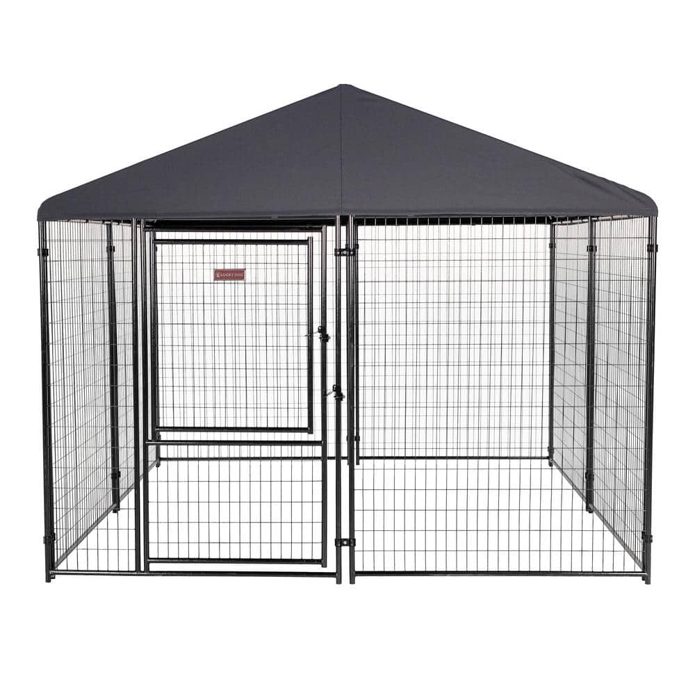 Lucky Dog STAY Series Presidential Steel Grey Kennel 10 ft x 10 ft