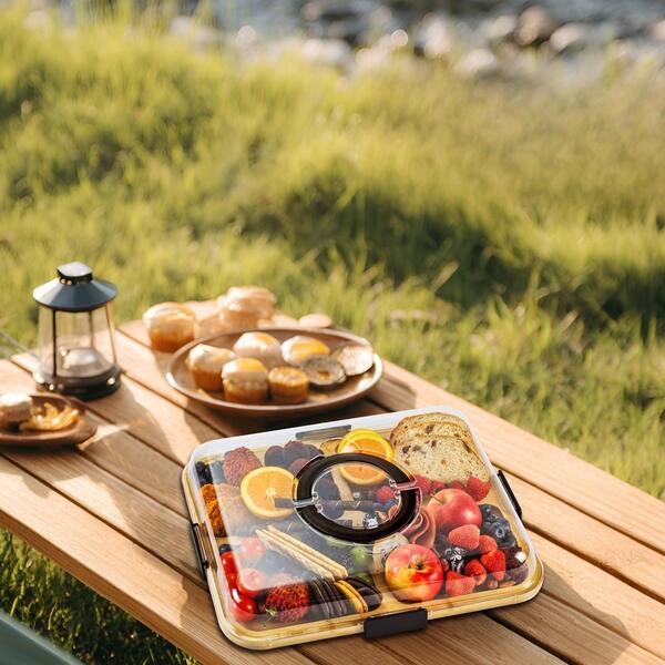 Wudkey 14.5 in. Travel Portable Charcuterie Box Bamboo Cheese
