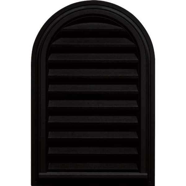 Builders Edge 22 in. x 32 in. Round Top Plastic Built-in Screen Gable Louver Vent #002 Black