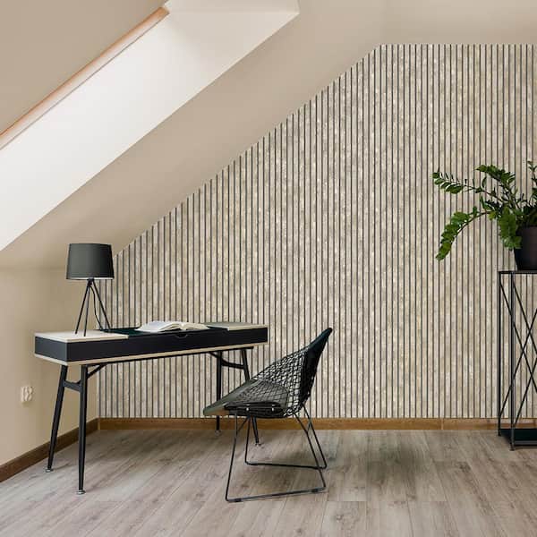 Oxidize Neutral Vertical Slats Matte Non-pasted Vinyl Wallpaper