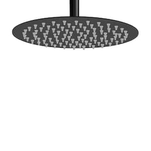 1-Spray Patterns with 2.5 GPM 10 in. Round Wall Mount Ceiling Mount Metal Ultra-Thin Fixed Shower Head in Matte Black