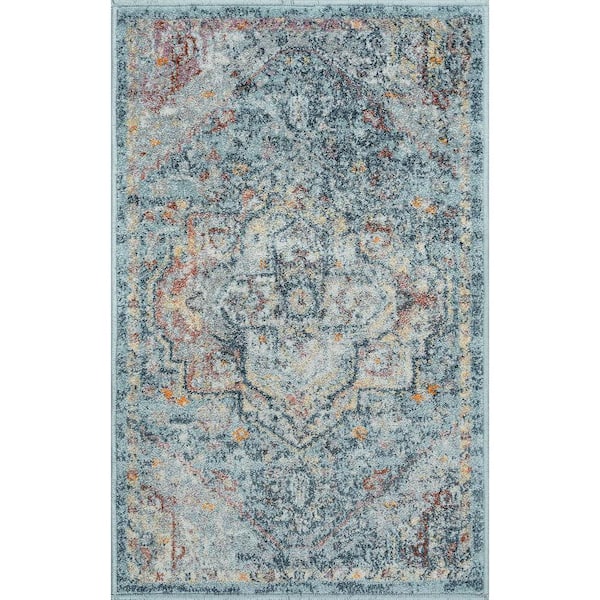 Tayse Rugs Wakefield Oriental Gray Blue 2 ft. x 3 ft. Indoor Area Rug