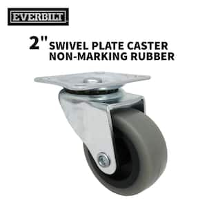 2 in. Gray Rubber Like TPR and Steel Swivel Plate Caster with 90 lbs. Load Rating