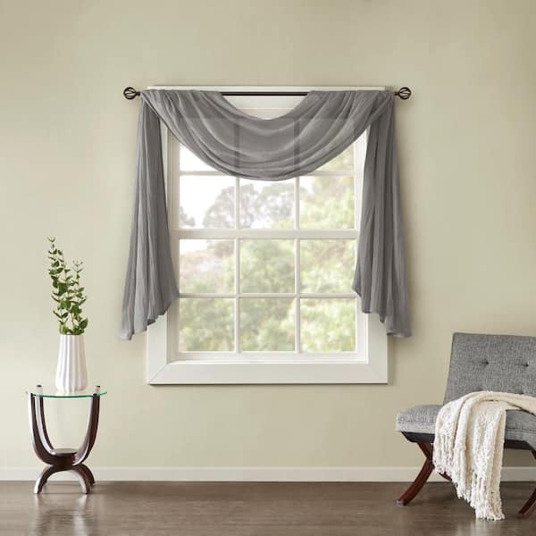 Kaylee 216 in. L x 42 in. W Grey 100% polyester Sheer Window Scarf