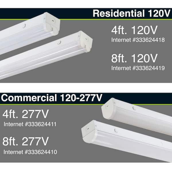 Commercial Electric 1-Pack 4 ft. Commercial Integrated LED White