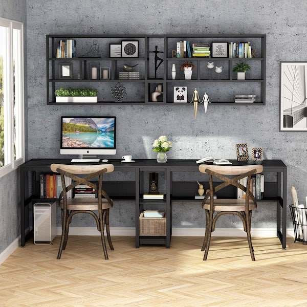 Two Person Computer Desk with Storage Home office double Workstation D –  Room & Decor